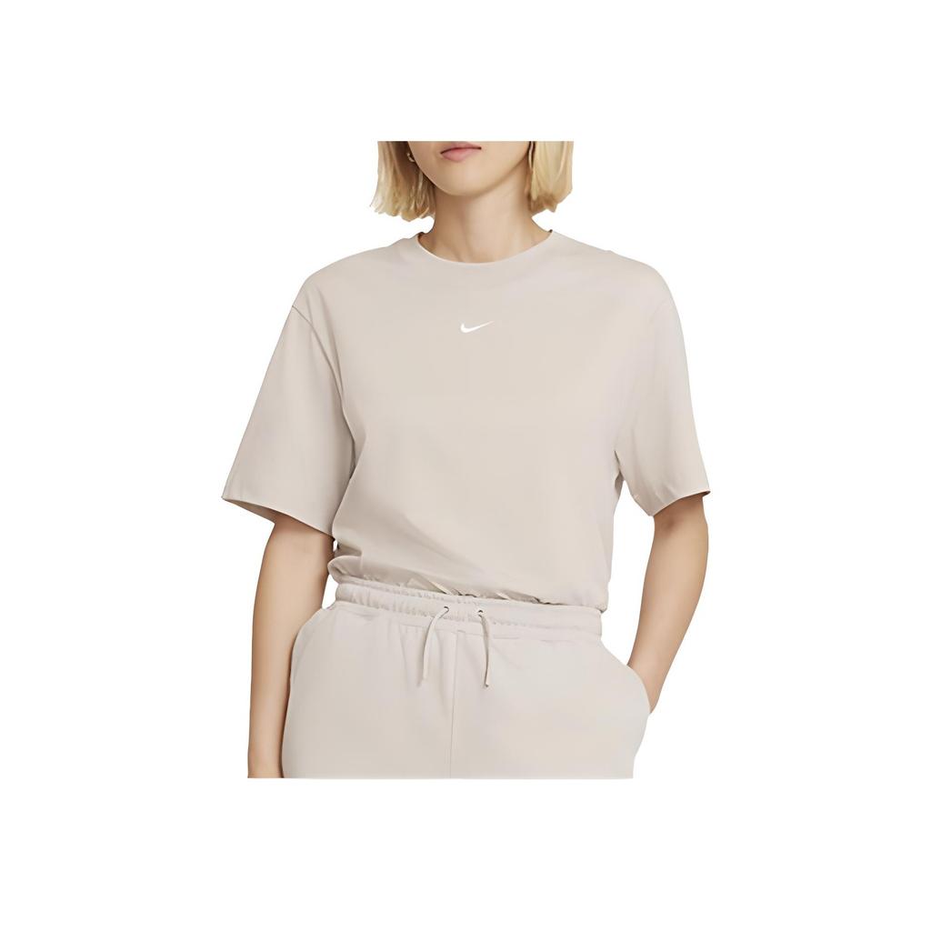 Nike Sportswear Essential Solid Logo Running Training Breathable Crew Neck Short Sleeve T-Shirt Women Tops Khaki DH4256-236