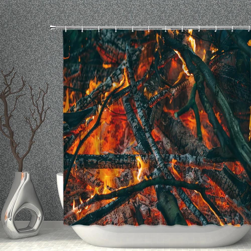 Straw Weave Shower Curtains Waterproof Wood Grain Stone Pattern Golden Cloth Bath Curtain Set Multi-size Screen For Bathroom