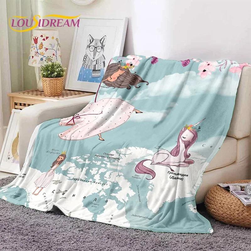 Urocza Dziewczynka Baletnica Wróżka Kreskówkowa Miękki Koc Flanelowy do Łóżka Sypialni Sofy Pikniku, Koc do Okrycia na Zewnątrz Rekreacja Prezent