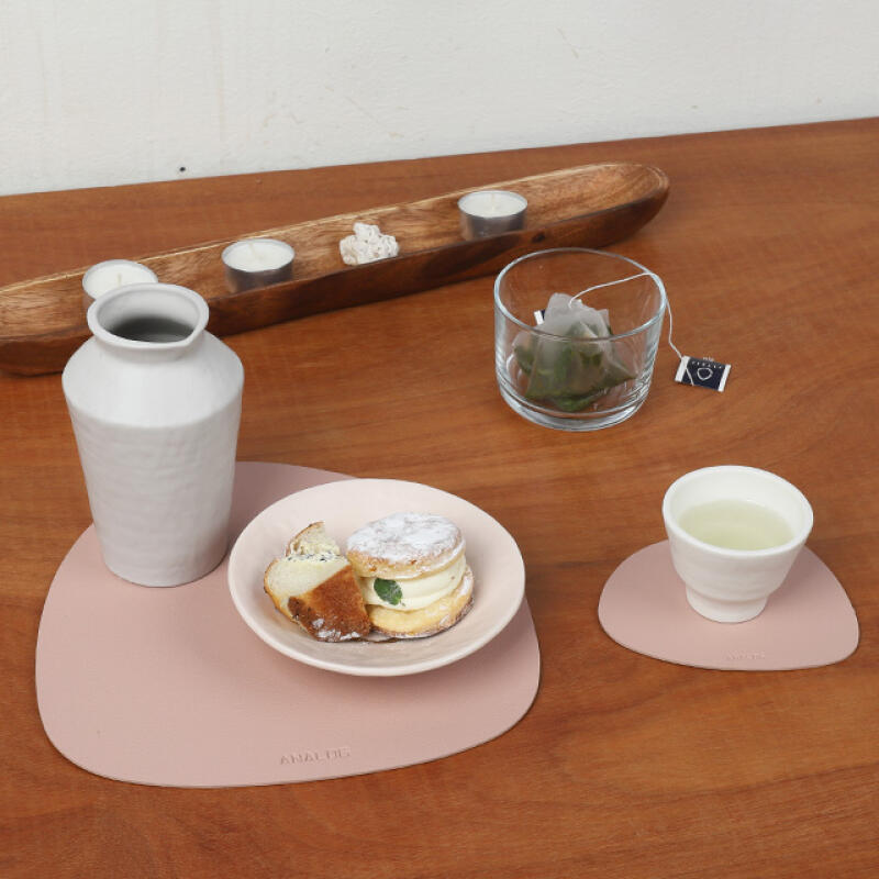 Leather tea coaster pebble coaster pink