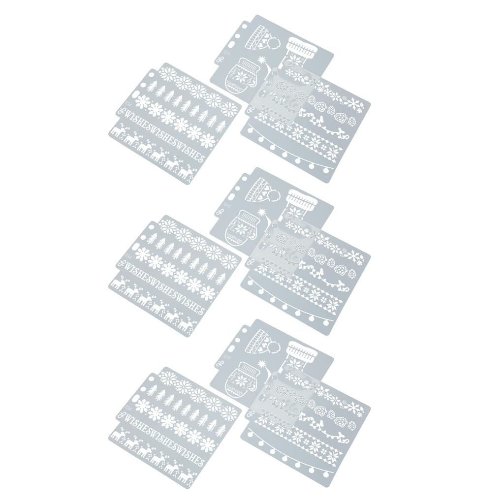 9Pcs Hollow Painting Templates PET Christmas Style Reusable Copy Drawing Stencils Boards