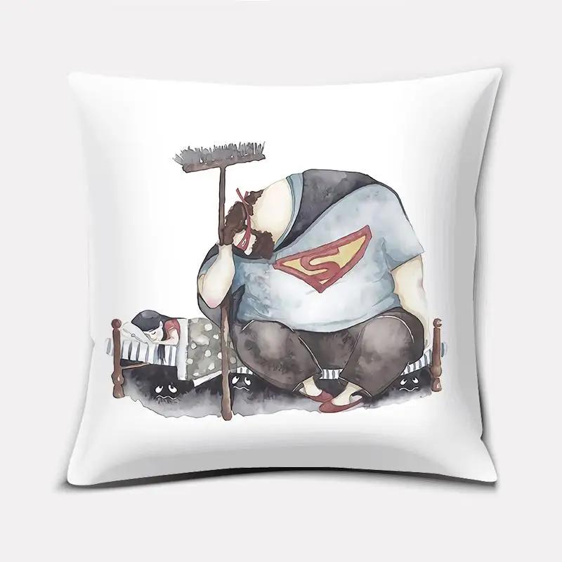 Watercolor Warm Family Series Pillow Gift Home Office Decoration  Bedroom Sofa Car Cushion Cover case