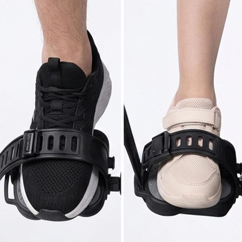 Indoor Exercise Bike Pedals with Strap Elliptical Trainer Foot Pedals Replacement Leg Training Fitness Device Footboard