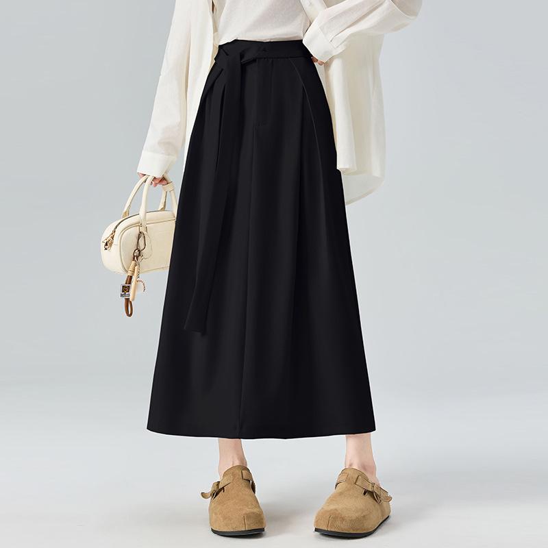 Strappy Flowy Women's A-line Bodycon Midi Skirt with High Waist & Back Slit - Spring 2026