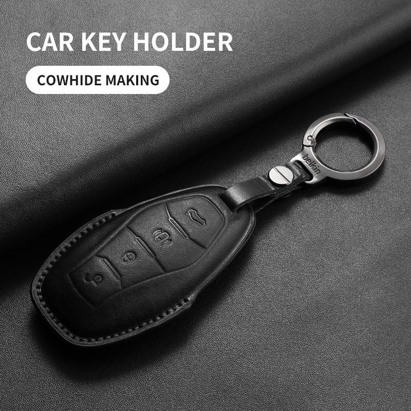Leather Car Key Cover Case Shell For Hongqi H5 H7 H9 Hs3 Hs5 Hs7 Ehs9 L5 L9 Car Remote Key Case Protector Cover Keychain