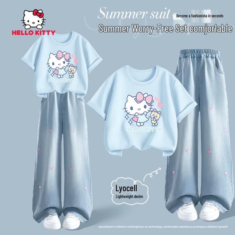 Hello Kitty Girls Summer Short Sleeve & Denim Set 130