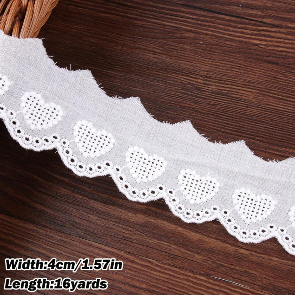 Decorative Trim White Ivory Cotton Lace Trim 16 Yards Embroidery Floral Embroidery Ruffle Sewing Trim
