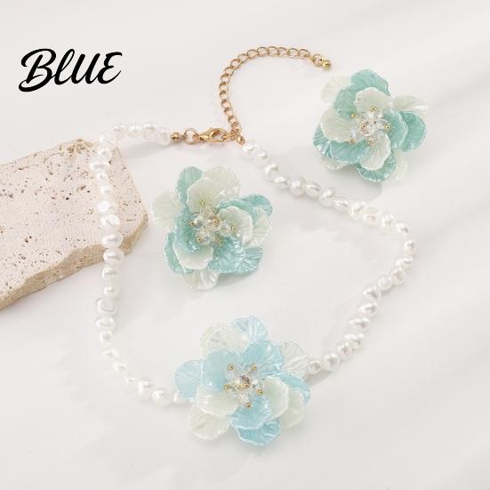 Fade-resistant Necklace Camellia Faux Pearl Choker Retro Flower Beaded Elegant
