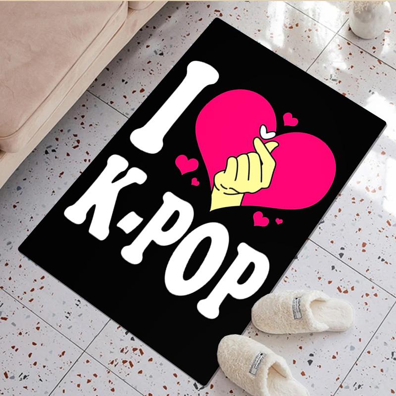 1Pc K Pop Print Rug - Home Decoration Carpet For Living Room Bedroom Flooring Computer Chair Area Rug