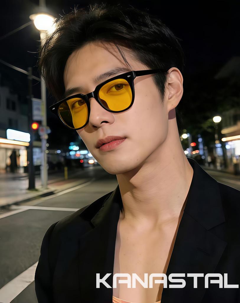 Night Driving Yellow TR90 Yellow Night Unisex [KANASTAL] Sunglasses, Lens, Frame, Ultra-lightweight, UV400, Glasses, Sports, Driving, Cycling, Car,