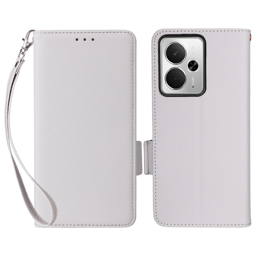 For Realme 14T 5G/14 5G Case with Wrist Strap Litchi Texture PU Leather Wallet Phone Cover