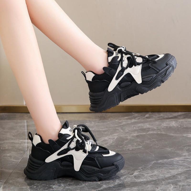 Fashion Spring Autumn New Women Leisure Sneakers Outdoor Breathable Thick Bottom Vulcanized Shoes Hot Sale Women Lace-up Trainers Mujer