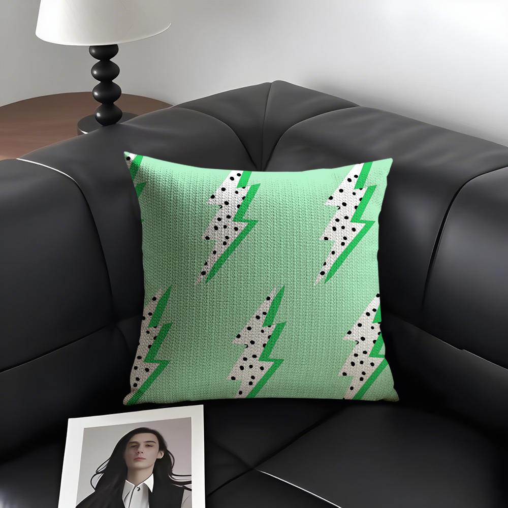 Lightning Fashion Cushion Cover Natural Linen Organic Fabric DoubleSided Printing Sofa Home Decor Gift Pillow Case