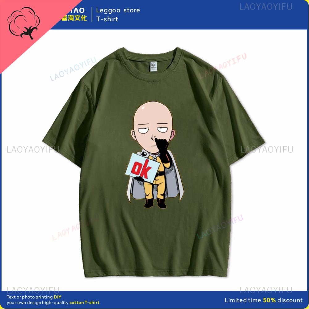 One Punch Man Says Ok Cartoon Hip Hop Crew Neck Casual Fashion Street Wear Trend Summer Comfortable Men Women Universal Tshirt