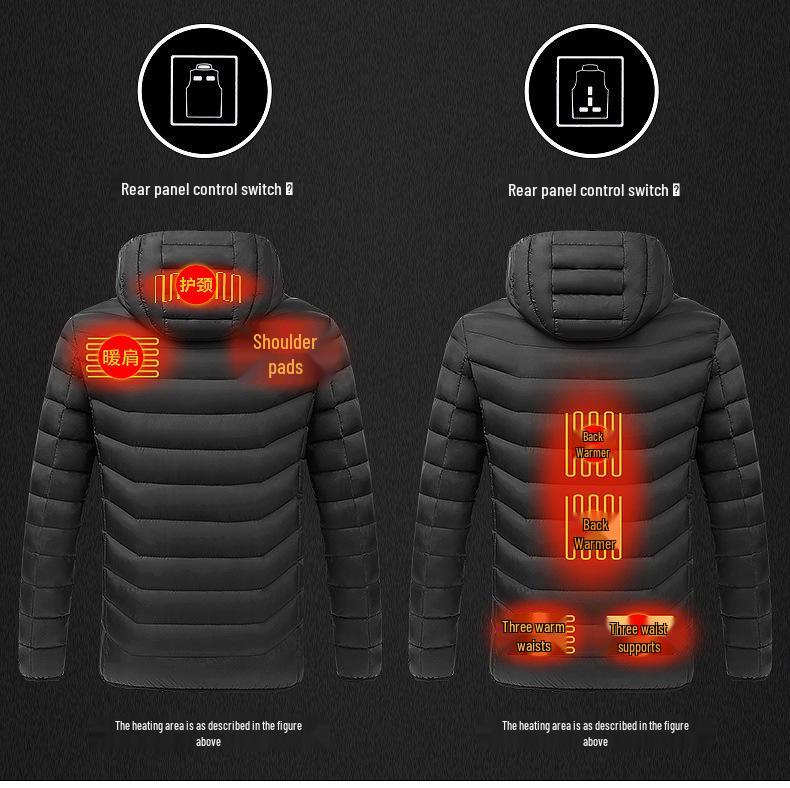 Men's Smart 11-Zone Heated Winter Jacket - Three-Control Warm Cotton Outerwear