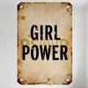 Vintage 'GIRL POWER' Metal Tin Sign Distressed Rusty Wall Decor with Mounting Holes Retro Aesthetic for Home Office Motivation D