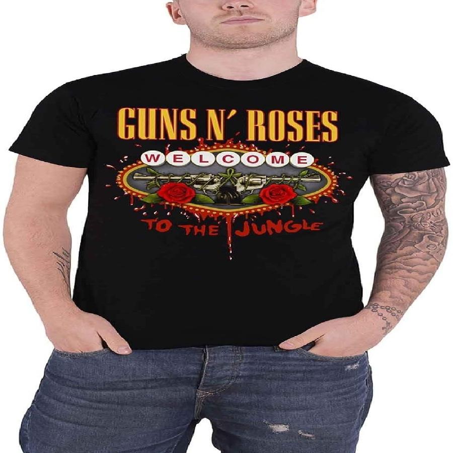 Guns N Roses Men s Welcome to The Jungle Slim Fit T-Shirt Large Black XXXXXL чёрный