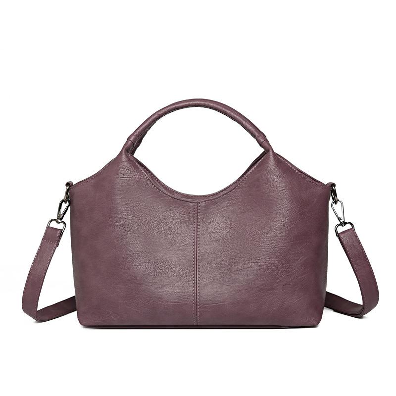 Vintage PU Handbag Women s Splicing Large Capacity Shoulder Bag фиолетовый