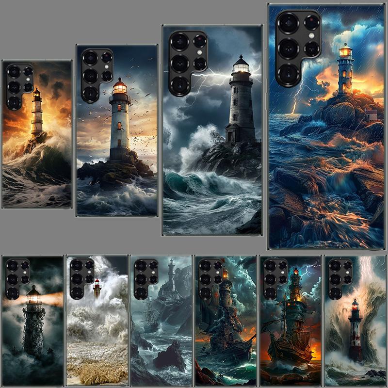 Lighthouse Phone Case For Samsung Galaxy S24 S23 S21 S20 FE S22 S26 Ultra S25 Edge S10 Plus Cover Clear TPU Capa Shell Coque Sho