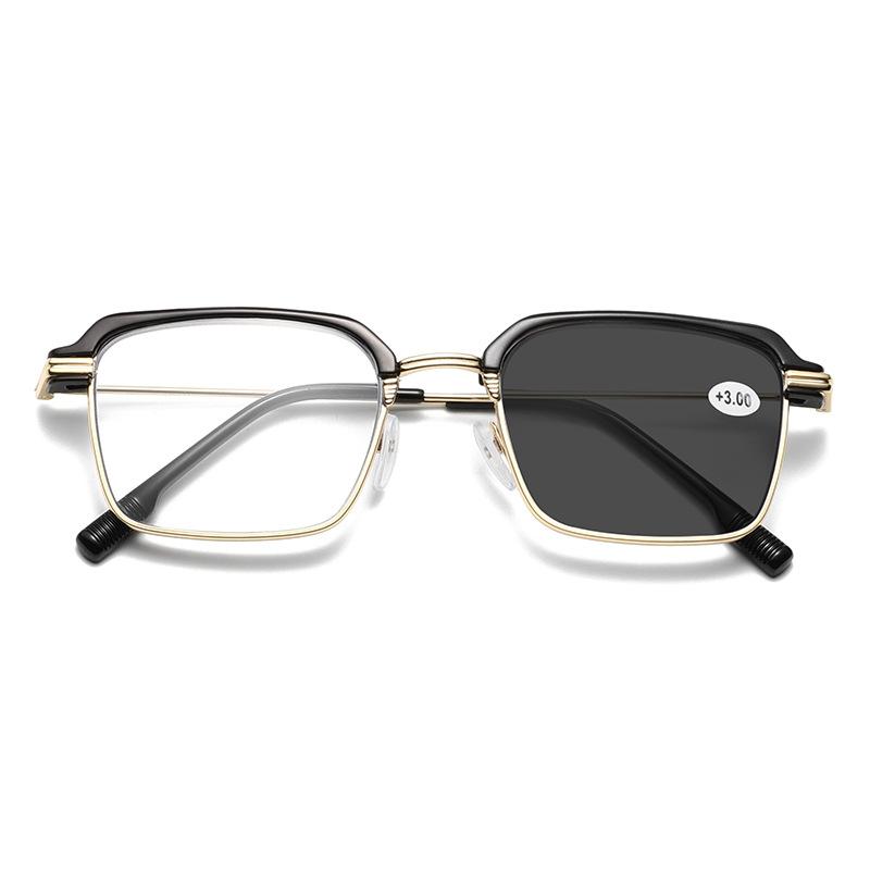 

Мужские деловые фотохромные очки для чтения солнцезащитные очки оправа анти-синий свет пресбиопия очки очки 0..+4.0 унисекс 0 золотой
