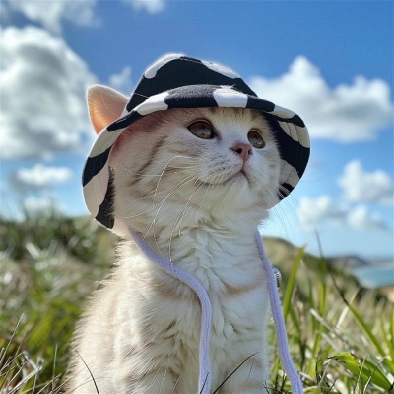 Breathable Headgear Sun Hat For Small Pet Dogs Cats Wide Brimmed Summer Outdoor Accessories