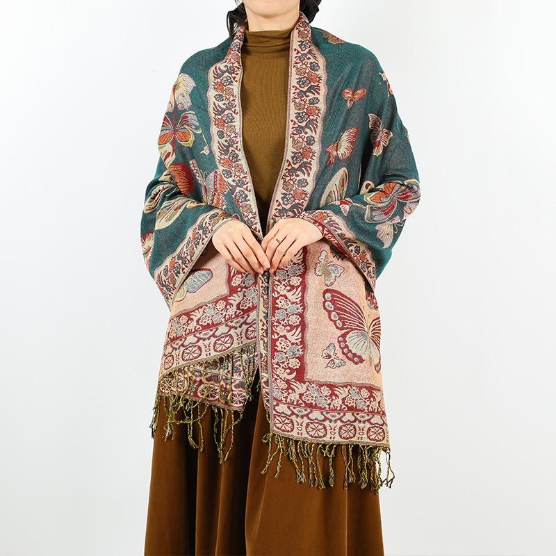 New retro tassel long shawl travel out long scarf scarf women's autumn and winter fashion scarf