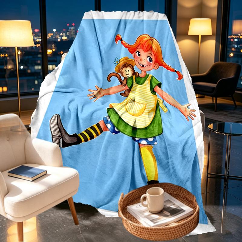 Pippi Longstocking Print Blanket - Soft & Comfortable, for Bedroom, Travel, Sofa, Home Decoration - Birthday Christmas Gift for Friend