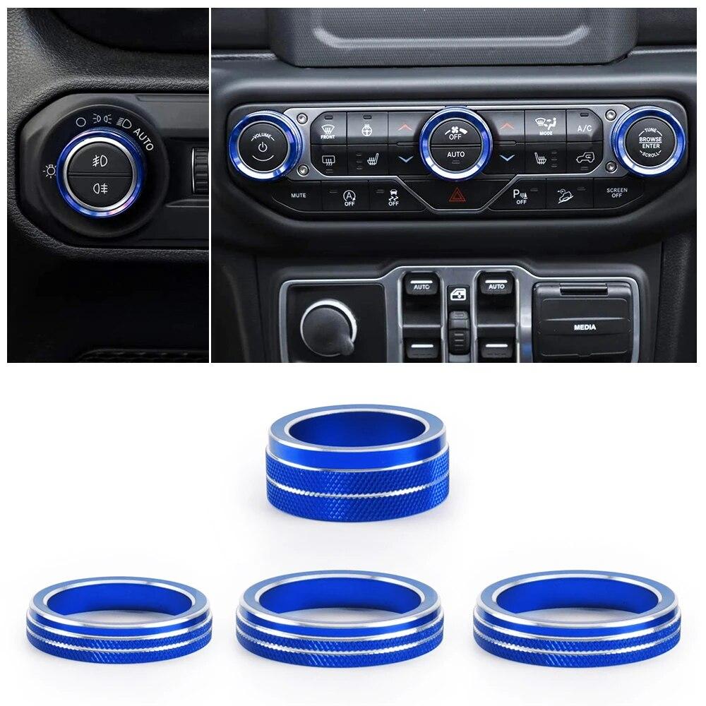 Car Headlight Air Conditioning Switch Knob Decoration Cove Center Console Button Trim For Jeep Wrangler Accessories JL JLU