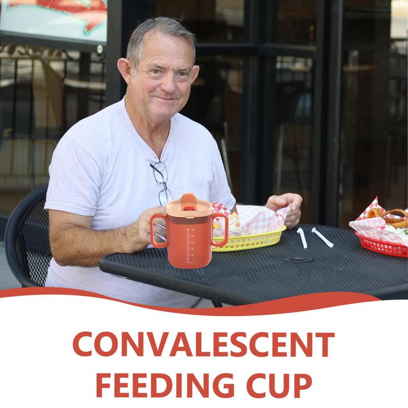 Dospělý hrneček se savičkou s víčkem a brčkem Plastový hrnek Pítko Pro postižené Starší osoby Odolný proti rozlití Hrnek pro dysfagii Pomůcky pro Parkinsonovu chorobu Život s pomůckami