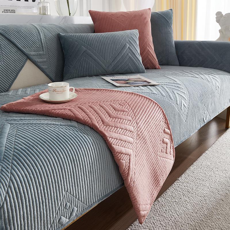 Sofa Cushion Four Seasons Universal Non-Slip Sofa Cover Short Plush Leather Cushion Cover Cloth Cover Modern Simple Thickened