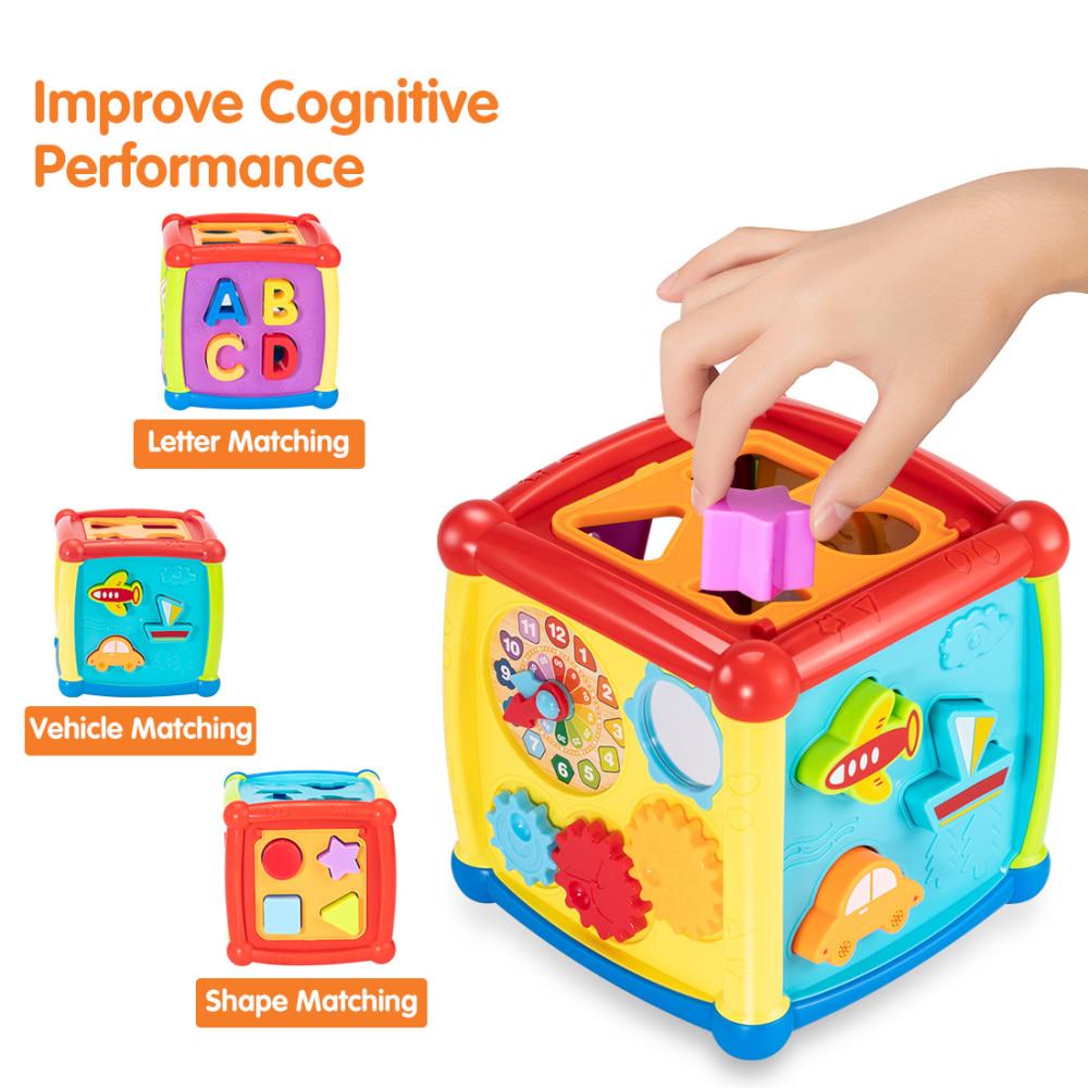 Tumama Multifunctional Musical Toys Toddler Baby Box Music Activity Cube Gear Clock Blocks Toys