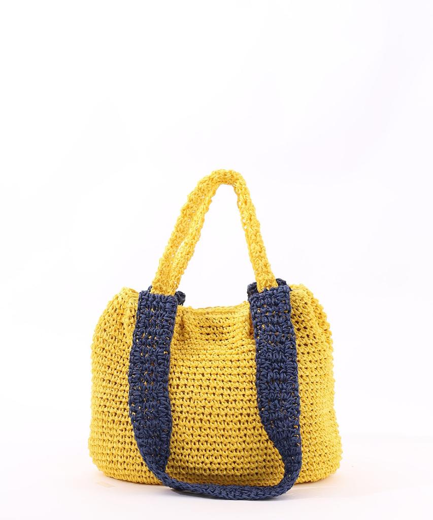 Cuco SMILEY 2-Handle Tucked Basket Shoulder Bag, Women's, Yellow (034)