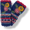 Ella Sussman Hand Knit Fingerless Embroidered 2 Flower Gloves Embroidered Wool Fleece Lined Texting Mittens Arm Warmers