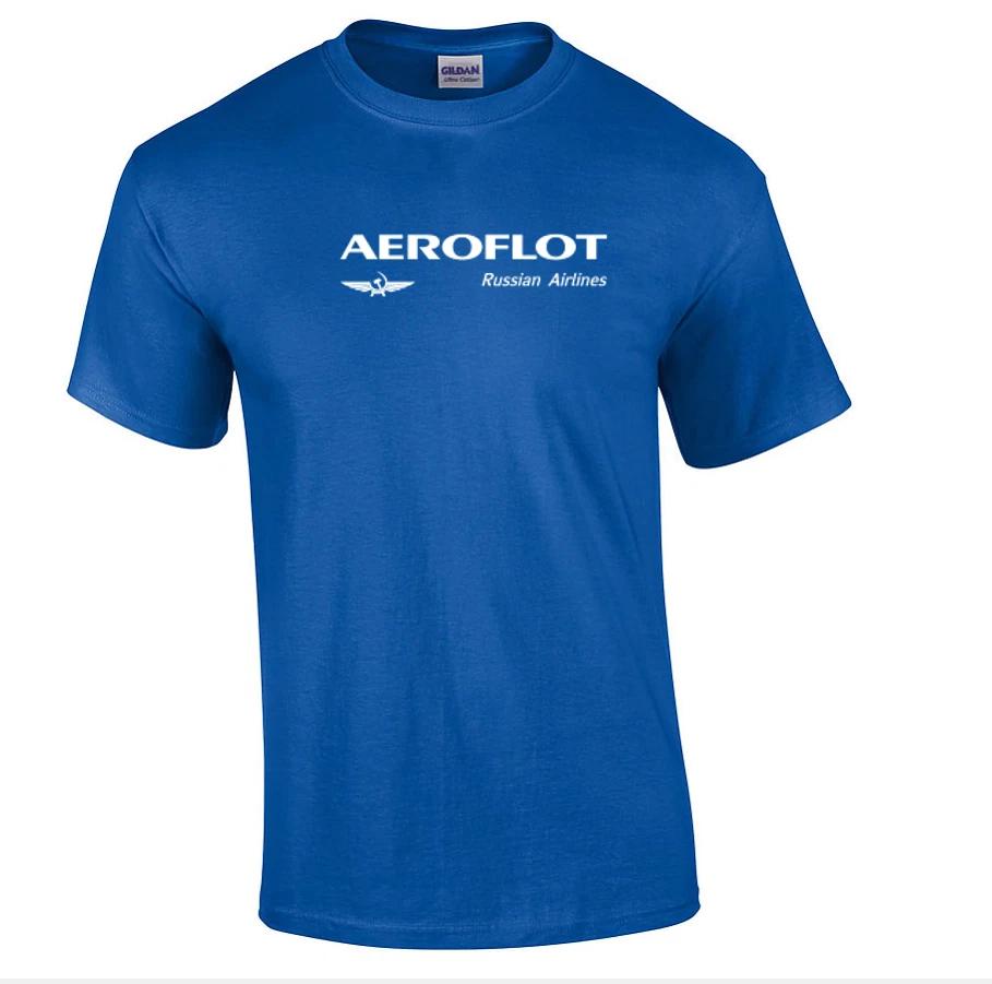 Aeroflot Retro Logo Russian Airline Aviation Royal Blue Cotton T-Shirt S-5XL S