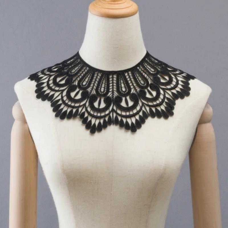New Hand Crochet Product Fake Neckline Collar Hollow Tulle Lace Fabric Shawl Vest Shoulder Female Decorative Lace Fabric