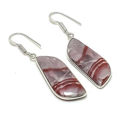Natural Dolomite Gemstone Handmade 925 Sterling Silver Earring 2.05" AE-11377