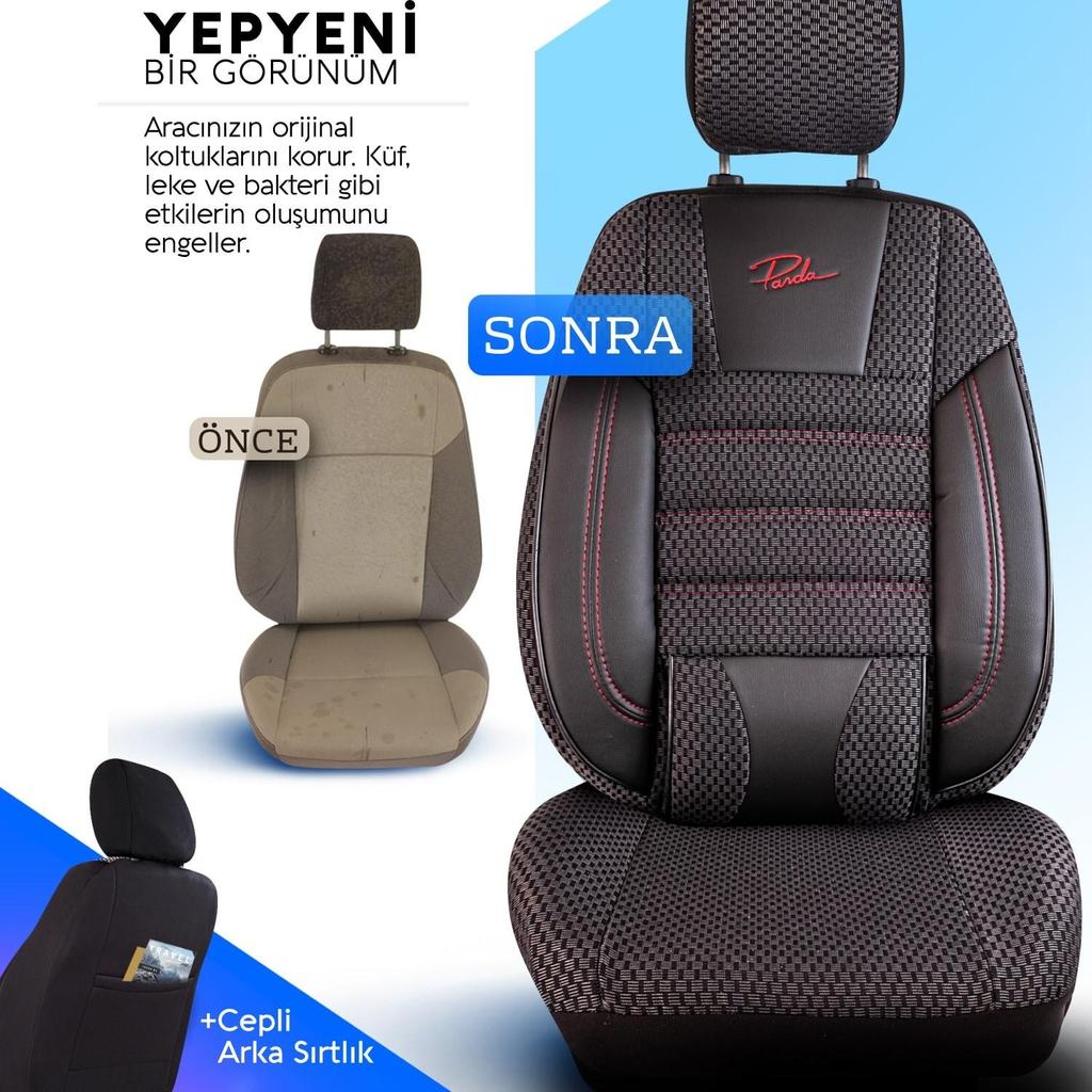 COMFORT SERIES WOVEN FABRIC CAR SEAT COVER Black Red