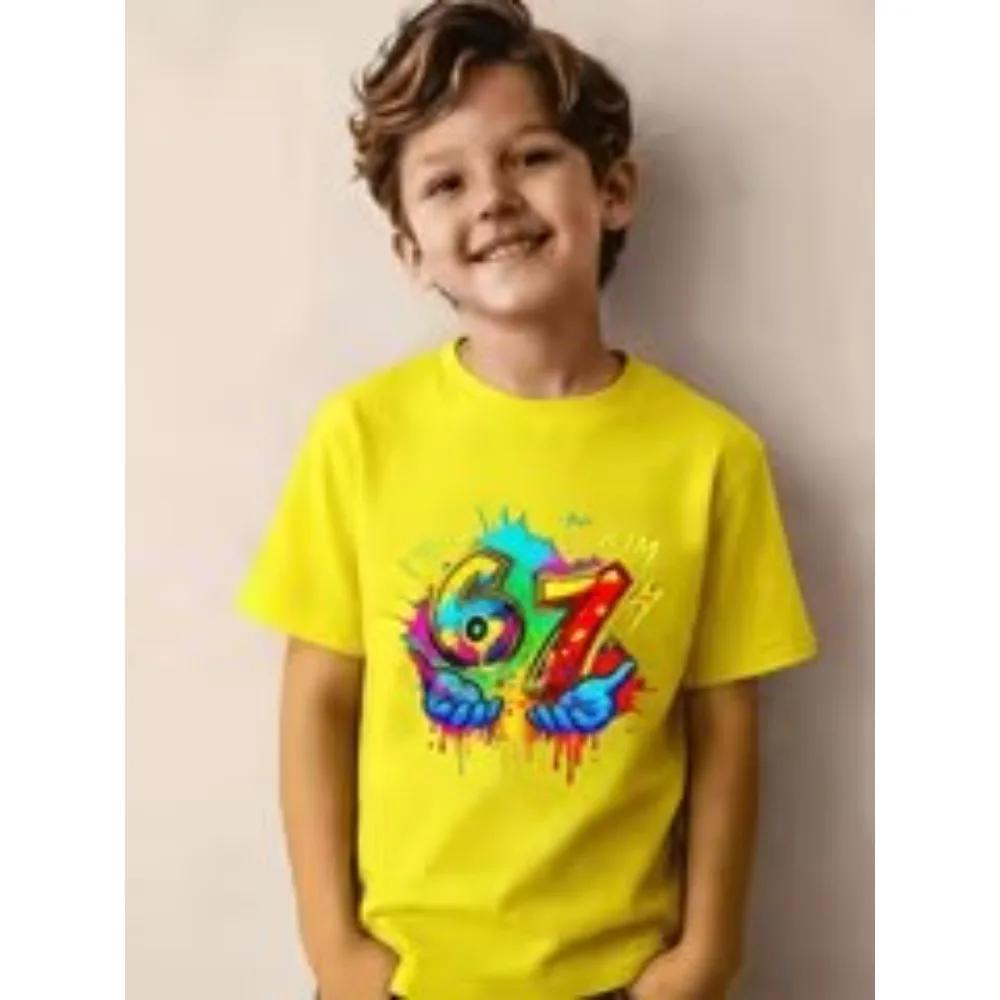 Funny Summer 67 Six Seven print tshirt for children fashionable cotton casual tshirts for boys and girls short sleeve tshir