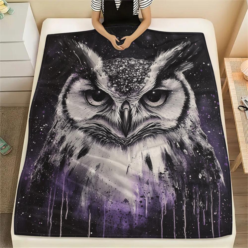 Owls Print Flannel Blanket, High Quality Comfortable for All Seasons, Home Decor, Warmth and Comfort