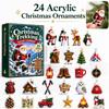 Advent Calendar, Christmas Hiking Theme, Pcs 2D Acrylic Christmas Tree Ornaments, Countdown Hanging Decorations Gift