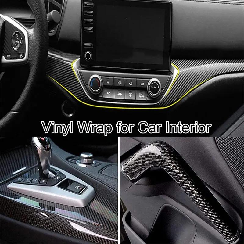 7D Carbon Fiber Vinyl Wrap Film Waterproof Car Interior Moulding Leather Gap Filler Console DIY Trim Strip Car-Styling Sticker
