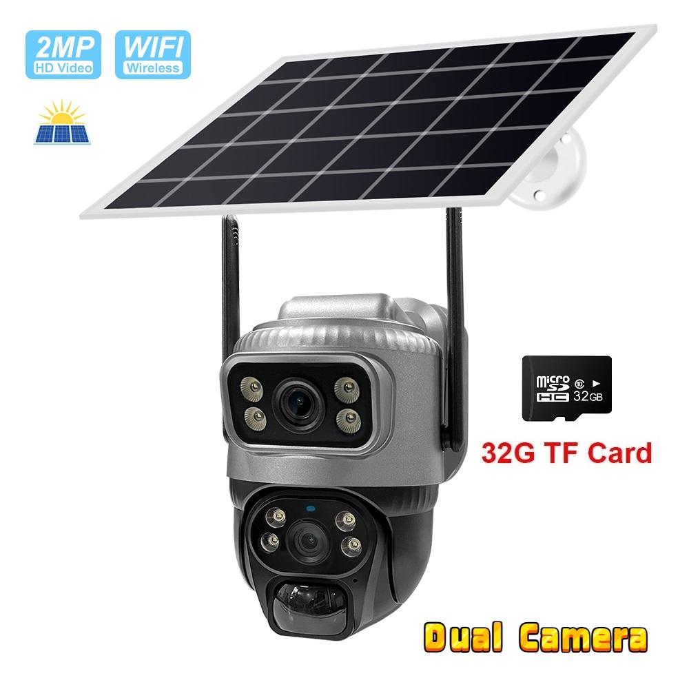 Single/Binocular Solar Surveillance Camera WiFi/4g Wireless Connection Waterproof Night Vision High-definition Security Monitoring