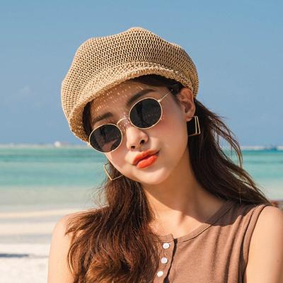 Sekizgen Kap Saman Kadın Yaz Ince Newsboy Kap Ressam Ayarlanabilir Halat Örme Bere Örgü Nefes Boinas Para Mujer