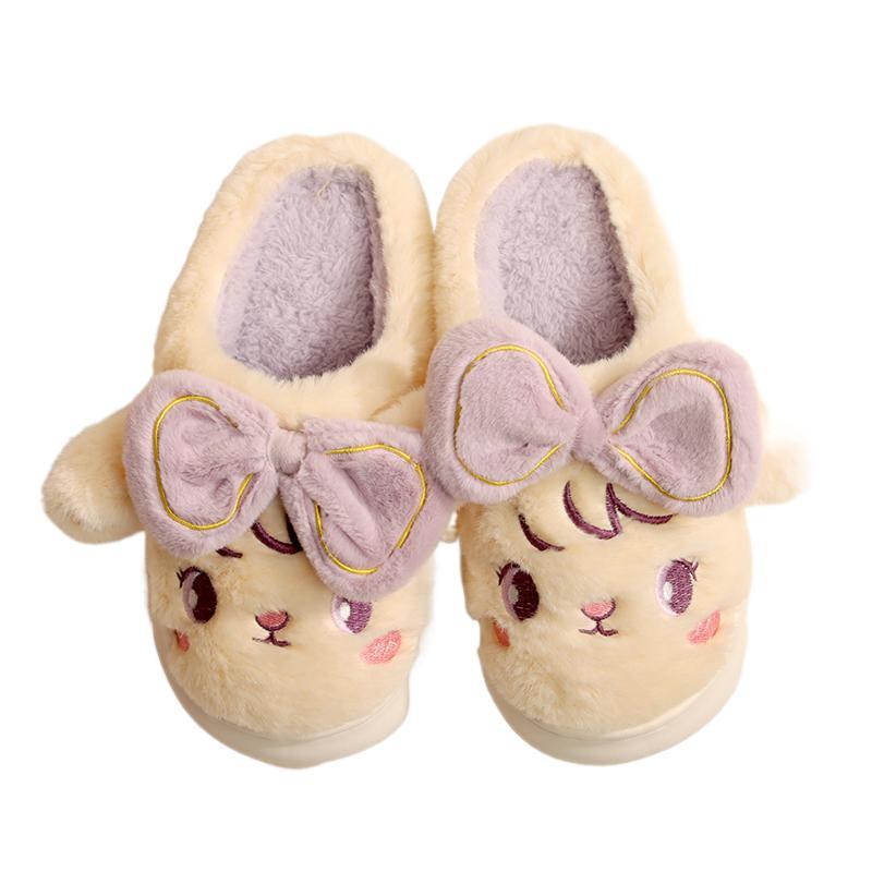 Men and women with the same cotton drag couple simple bow design slippers winter sweat absorption waterproof non-slip