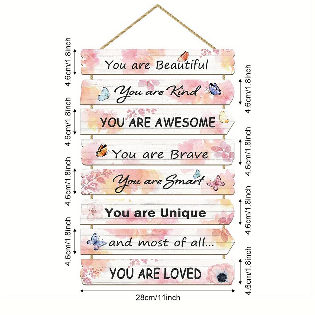 1PC Nordic Style Cute Children's Room Wooden Listing Inspirational Positive Wall Decoration Living Room Room Bedroom Wall Decoration Wall Hanging