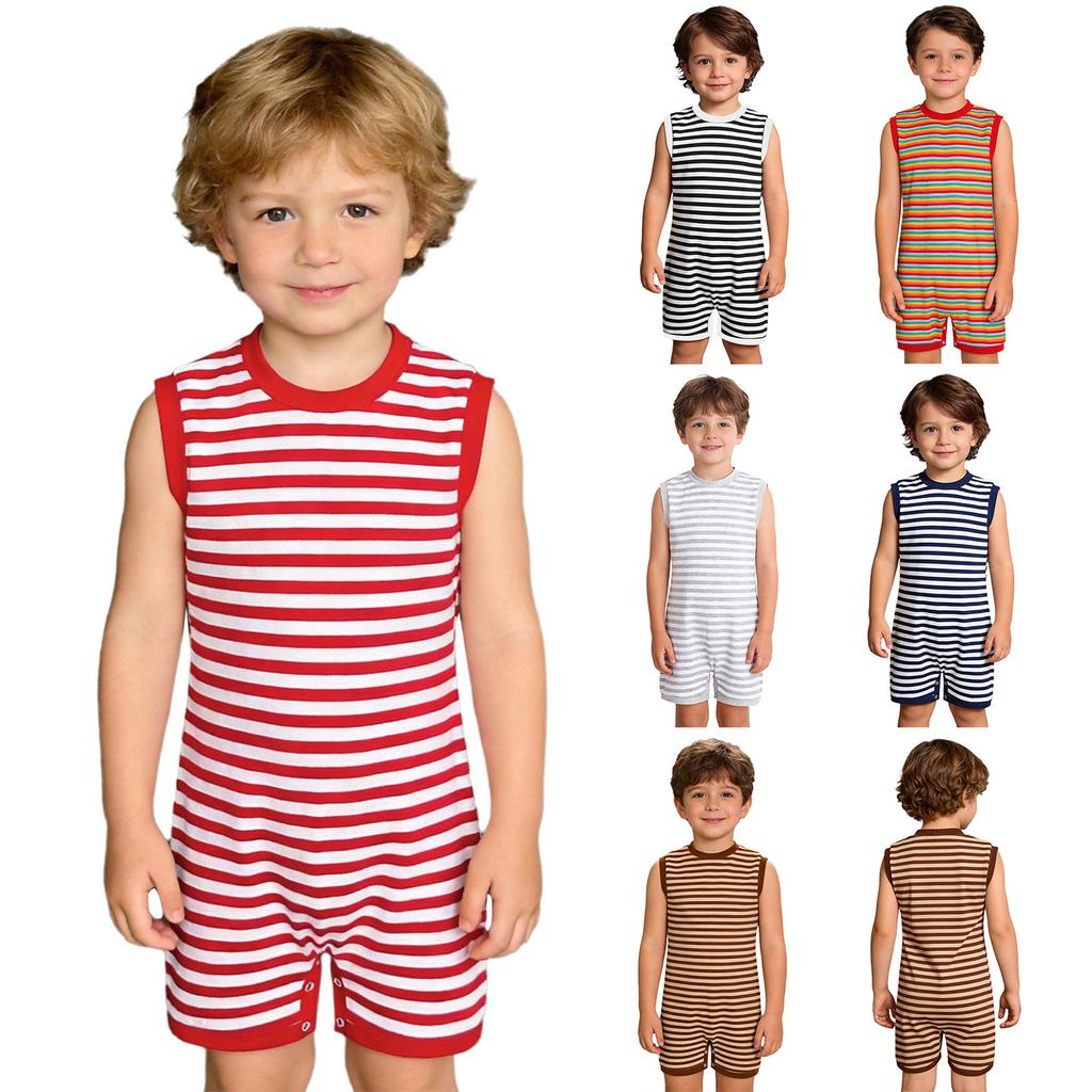 Mono Adaptativo Unisex para Niños con Necesidades Especiales Sin Mangas Cremallera Trasera Invisible Botón a Presión Tira de la Entrepierna Rayado para Vestir Fácilmente