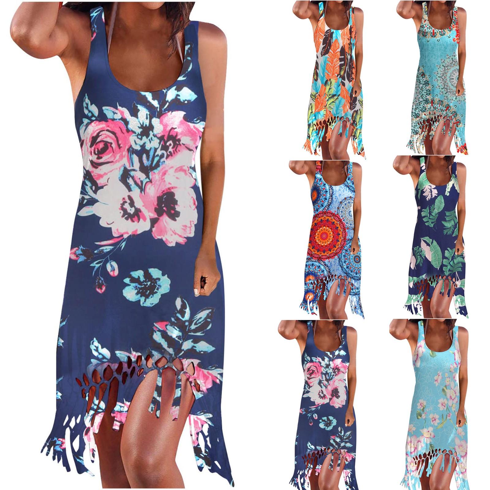 

Женское платье-бандо для отдыха и отдыха, облегающее платье без рукавов с узлом на подоле и принтом