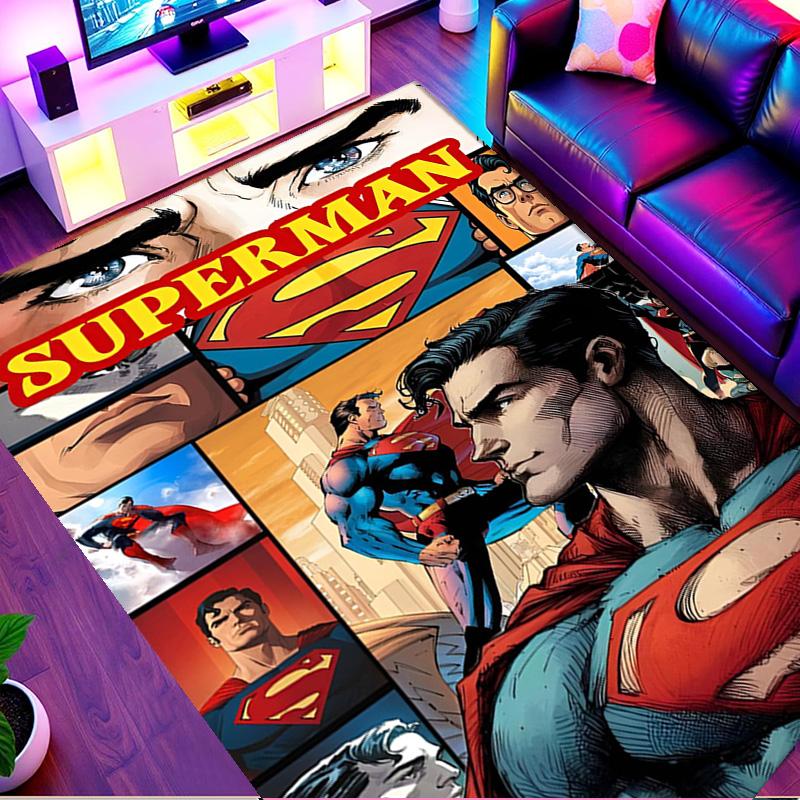 Superman Print Rug, Washable Floor Carpet, For Entryway Dorm Laundry Room Office Study, Home Decor Birthday Christmas Gift