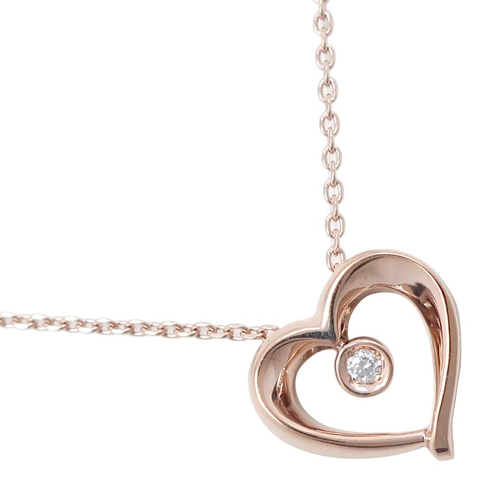 

STAR JEWELRY heart Necklace 1P diamond K10 Pink Gold/diamond heart 1.9g Women Used