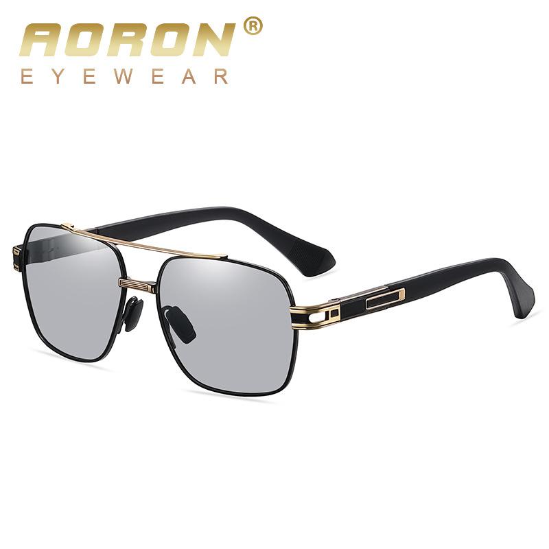 aoron Men's and Women's Fashion Polarized Sunglasses Retro Metal UV-proof Sunglasses